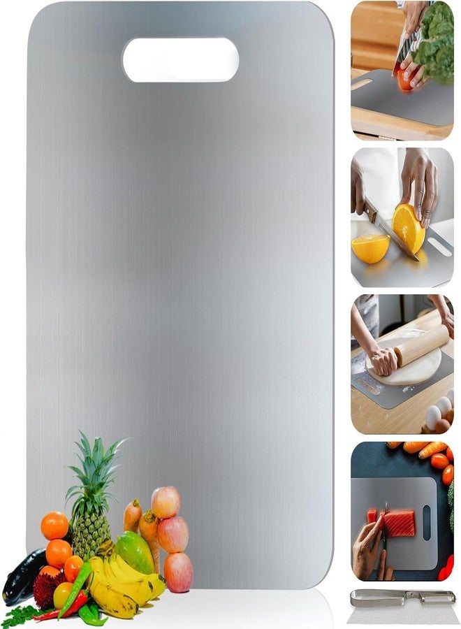 Vasukie 304 Stainless Steel Chopping Board for Kitchen | Non Slip| Rust Proof | Easy to use| Round Edge| Heavy Duty Chopping Board Vegetable, Meats Vegetable Chopper Board Safe Durable (32CM*21CM) - Image 1